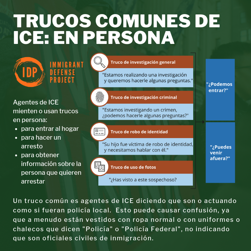 Boxes with examples of ICE tricks links to “TRUCOS COMUNES DE ICE: EN PERSONA.”